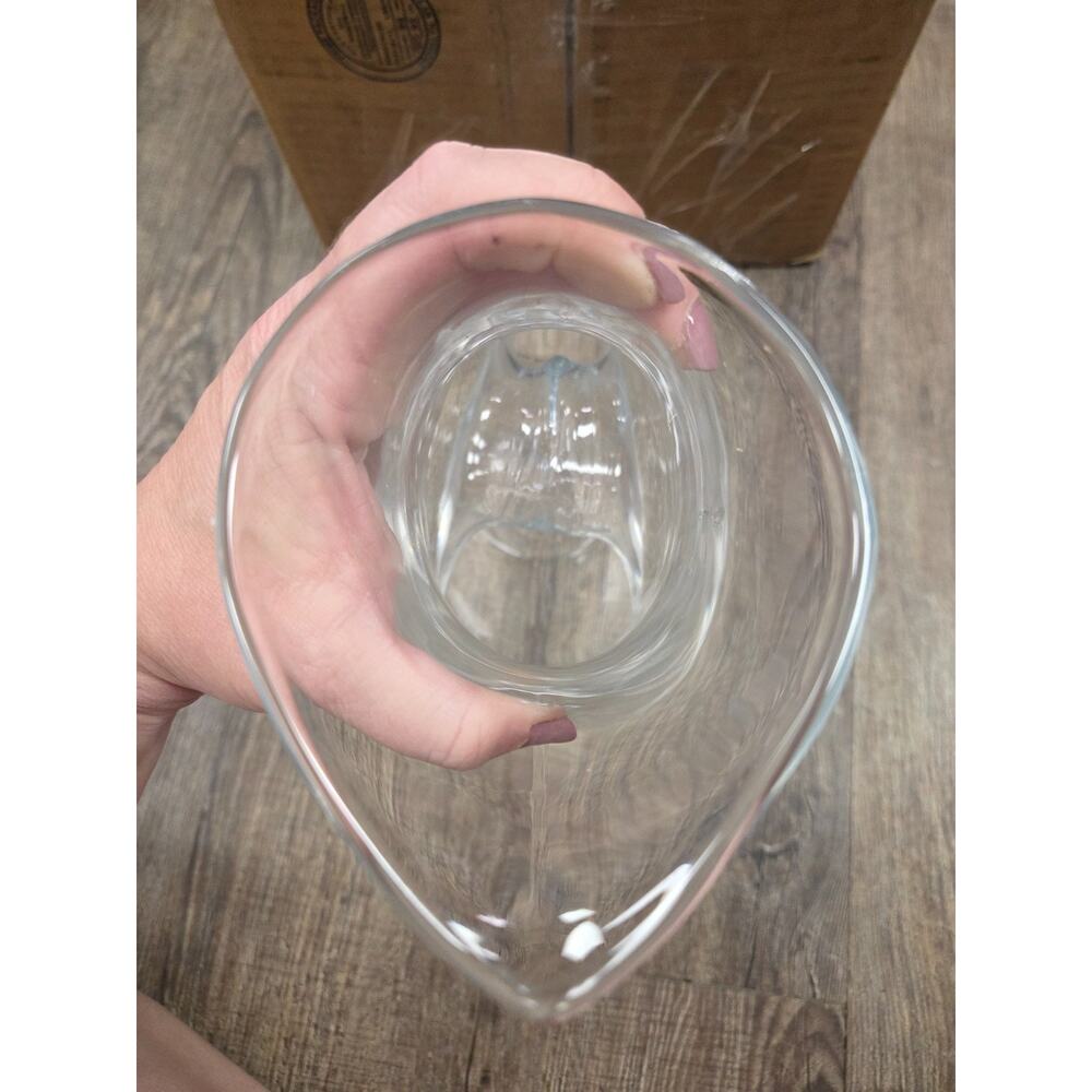 Polish Clear Glass Doughnut Donut Hole Pitcher Decanter Hand Blown Poland - Picture 9 of 10